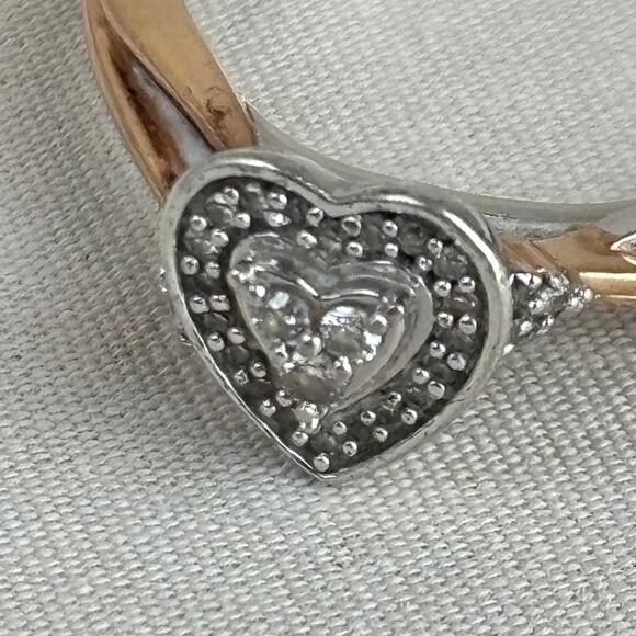 JWBR Diamond 925 Rose Gold Plate Heart Ring Anniversary Wedding Promise Sz 6.75 - Picture 6 of 13
